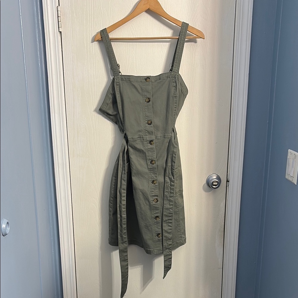 SO Sage Green Button-Front Mini Dress